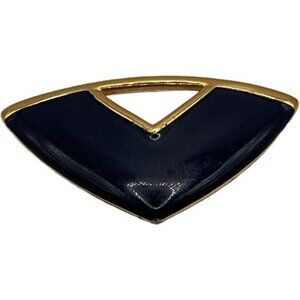 Vintage Monet Navy Blue & Gold Geometric Brooch Pin Jewelry Accessory